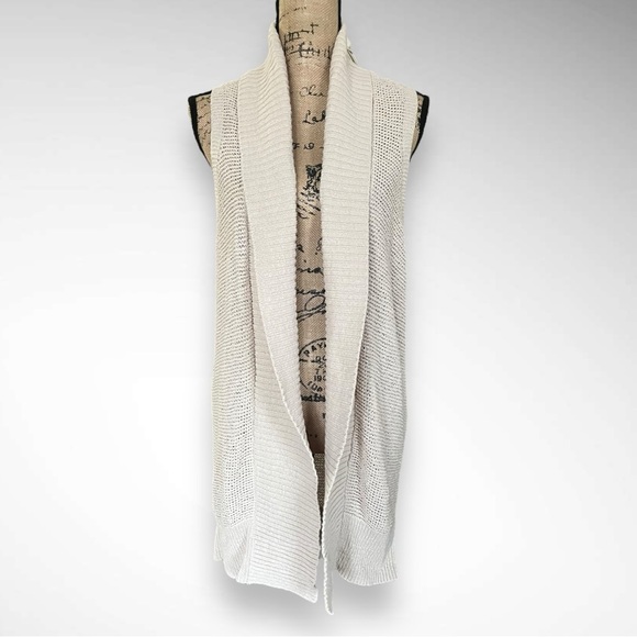GAP Women's Cream Sleeveless Knit Cardigan With Shawl Collar Small‎ | EUC - Picture 1 of 10